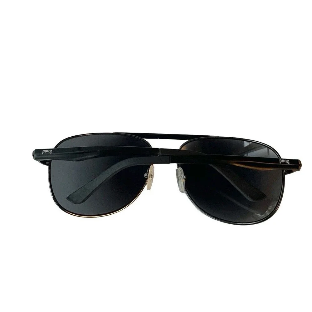 Pugs Aviator Sunglasses Black Metal Frame Gray Lenses Unisex Classic Pilot Style